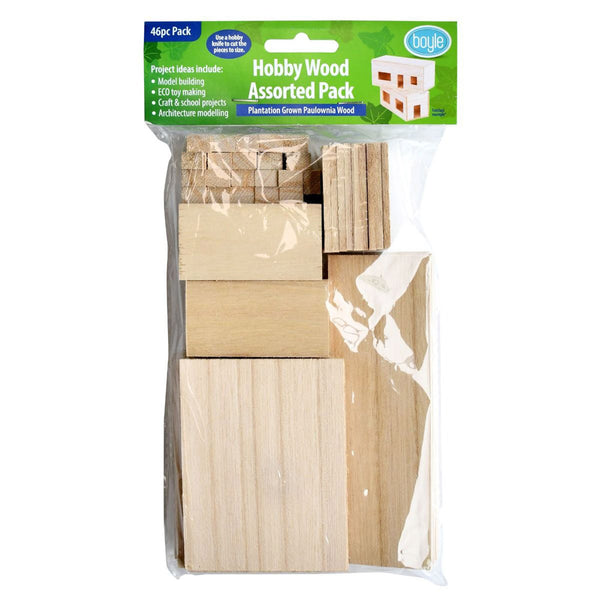 Hobby Paulownia Wood Assorted Pack 46pcs