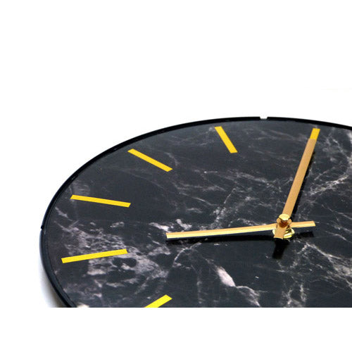 Leni Marble Look Clock 30cm (Black)