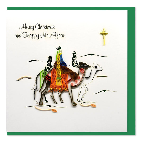 Quilled 3 Wise Men Merry Xmas & HNY Greeting Card (15x15cm)