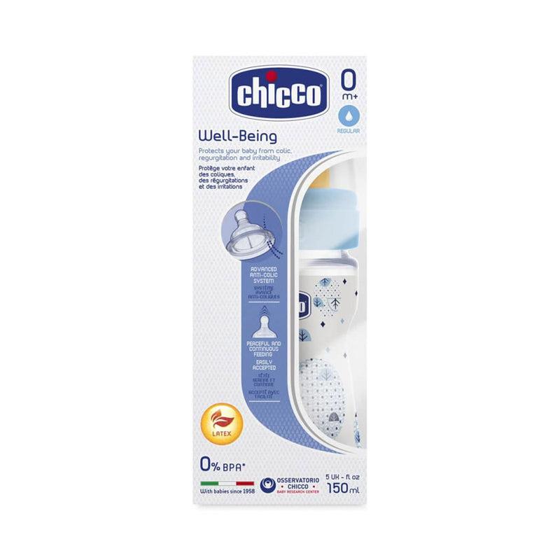 Chicco Well-Being Latex Teat Bottle 0 Months+ 150mL