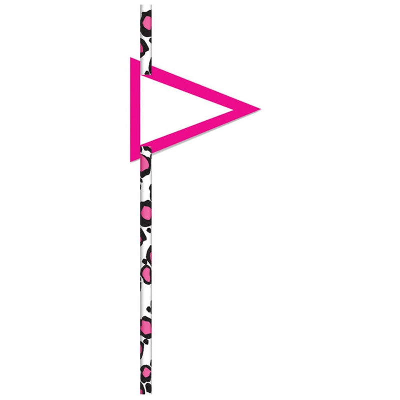 Cupcake Straws Leopard 19cm 25pk (Pink)