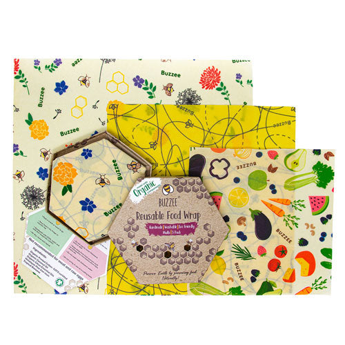 Buzzee Organic Beeswax Wraps (Pack of 3)