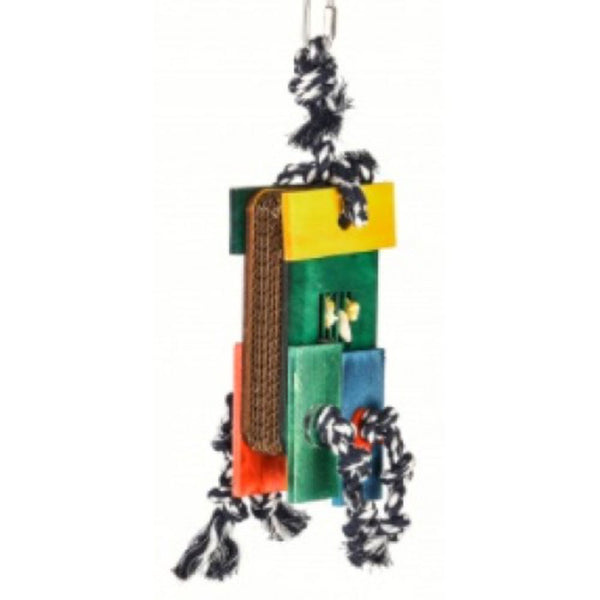 Hanging Square Blokcs with Rope Bird Toy (30x8cm)