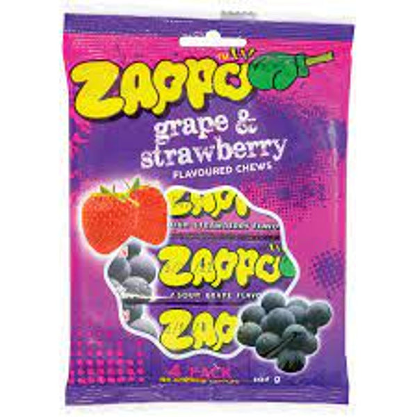 Zappo Chews Multi-Pack Grape & Strawberry 4pk (18pc per Box)