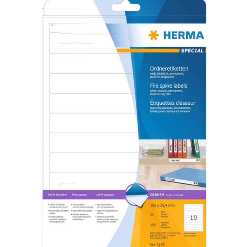 Herma File Spine Labels A4 25pc (White)