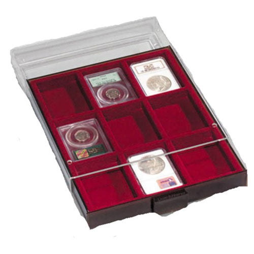 Leuchtturm 6 Square-Spaced Coin Box (Smoke/Red)