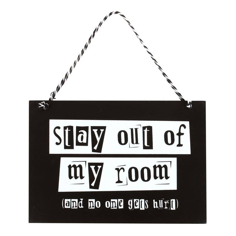 Stay Out of My Room Black and White Hanging MDF Sign