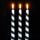 Black Candy Cane Taper Candles (Set of 3)