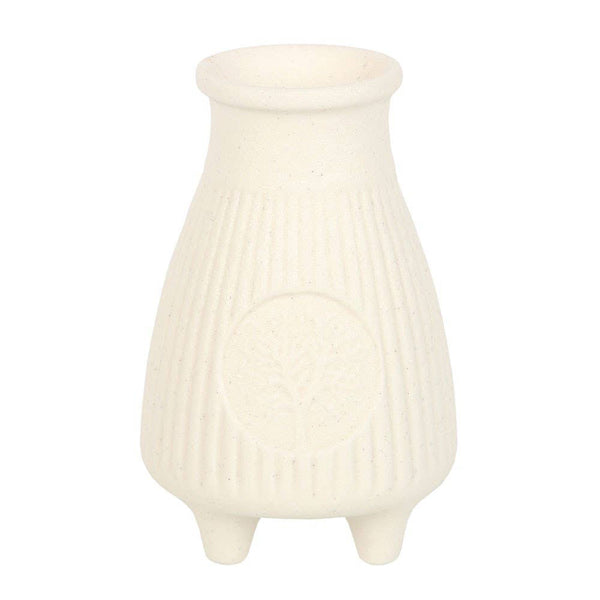 Cream Ribbed Ceramic Palo Santo Brick Burner