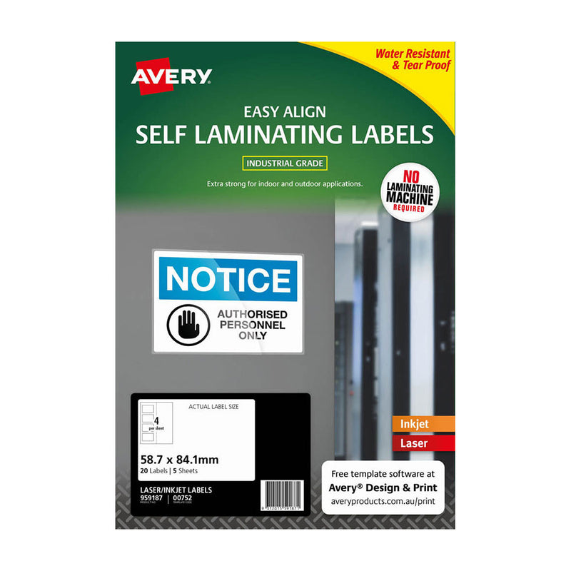 Avery Self Laminating Label 5pcs (59x84mm)