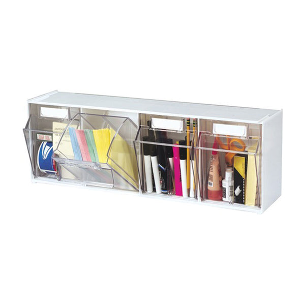 Deflect-O 4 Bins Stack-A-Bin Storage System (White)