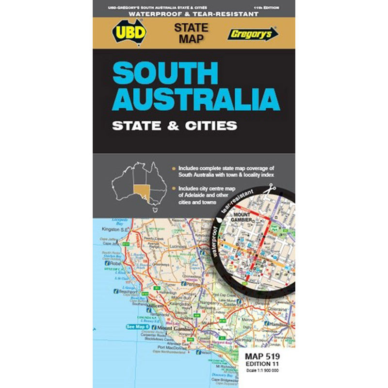 South Australia State and Cities Waterproof Map 519 11th Ed