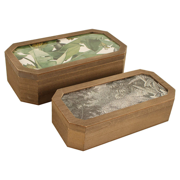 Lucaz Jungle Trinket Boxes Set of 2 (Large 28x15x8cm)