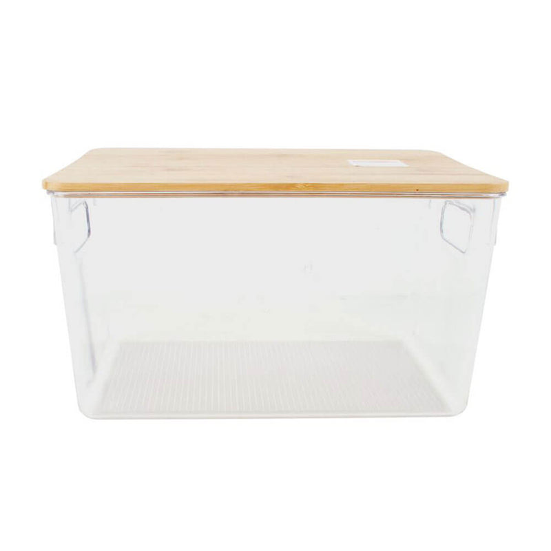 Storage Basket with Bamboo Lid (Clear)