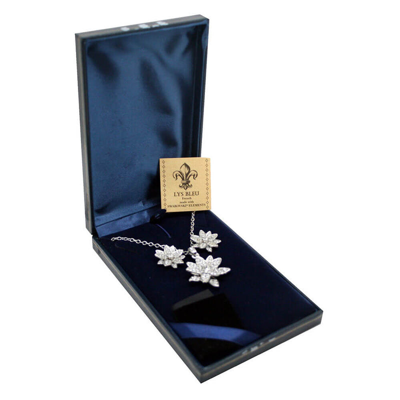 Lys Bleu Crystal Fleur Pendant & Earrings Set with Swarovski