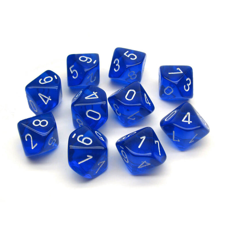 Chessex D10 Polyhedrální 10-die průsvitná sada