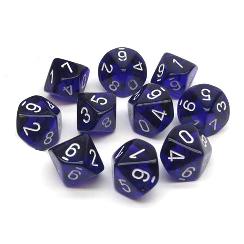 Chessex D10 Polyhedrální 10-die průsvitná sada