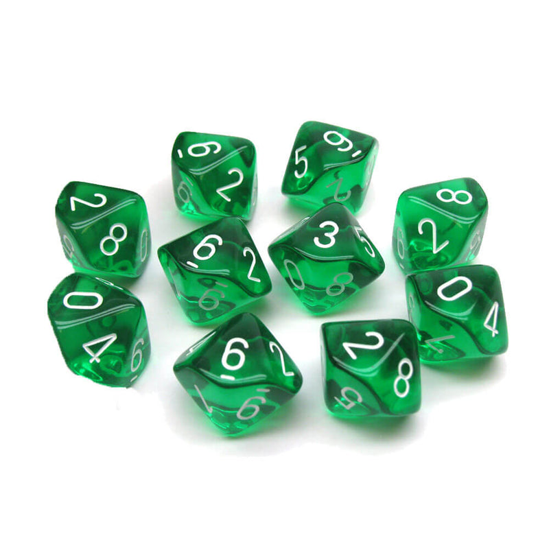 Chessex D10 Polyhedrální 10-die průsvitná sada