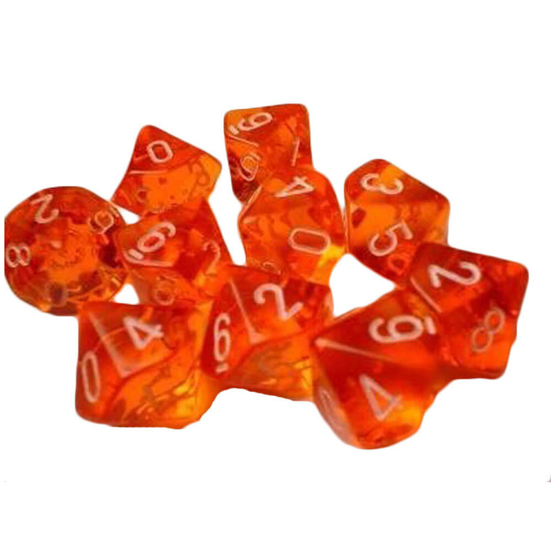 Chessex D10 Polyhedrální 10-die průsvitná sada