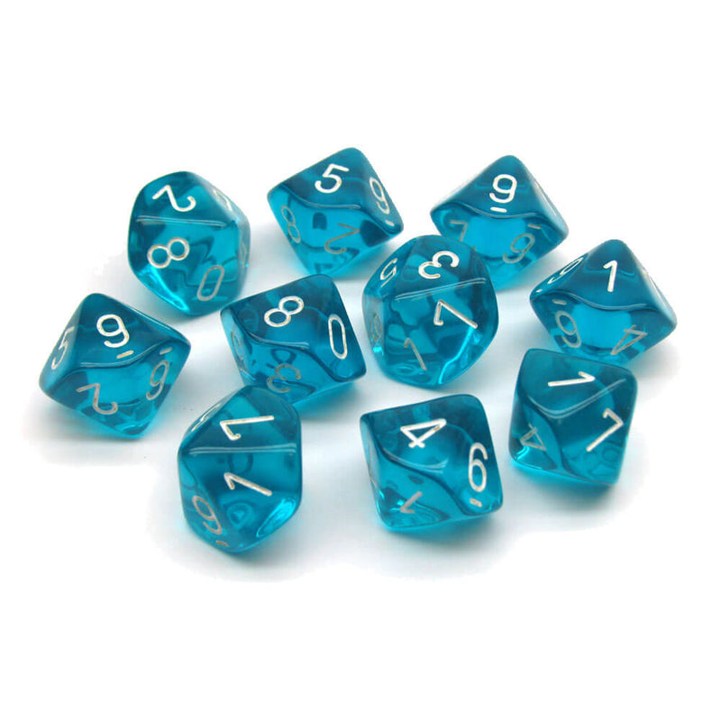 Chessex D10 Polyhedral 10-teiliges durchscheinendes Set