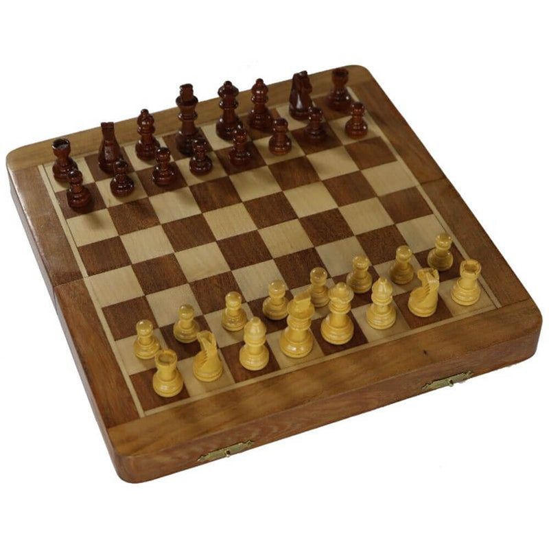 Hawstead magnetická skládací sada Acacia Chess Set