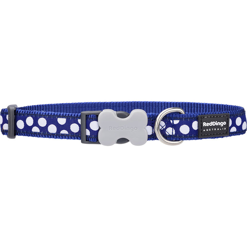 Hundehalsband mit weißen Punkten auf Marineblau