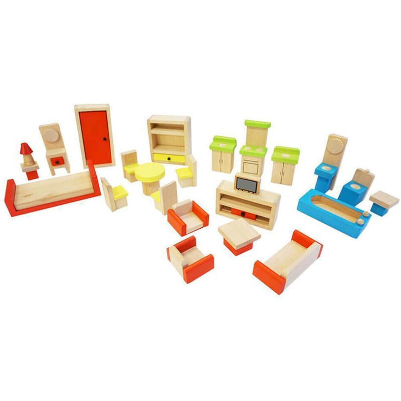 Fun Factory Wooden Dolls House Furniture 26pcs