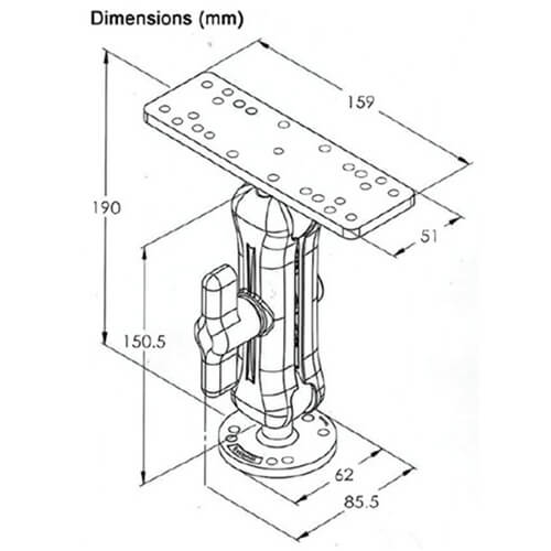 Aluminium Double Ball Joint Arm Universal Mount