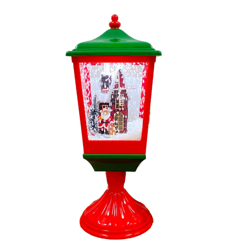 LED SNOW LANTERN W/ SANTA's HOUSE & WIND MILL