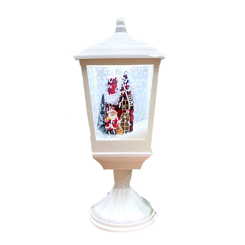 LED SNOW LANTERN W/ SANTA's HOUSE & WIND MILL