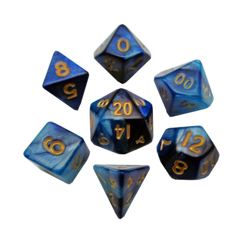 MDG MINI Poly Dice Set (W/ Gold No.)