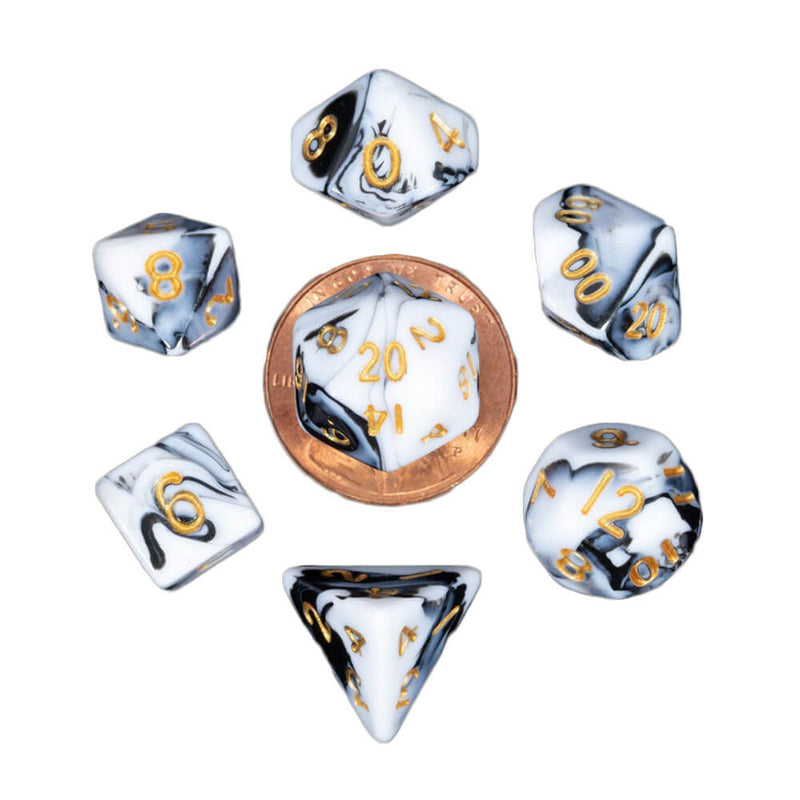 MDG MINI Poly Dice Set (W/ Gold No.)