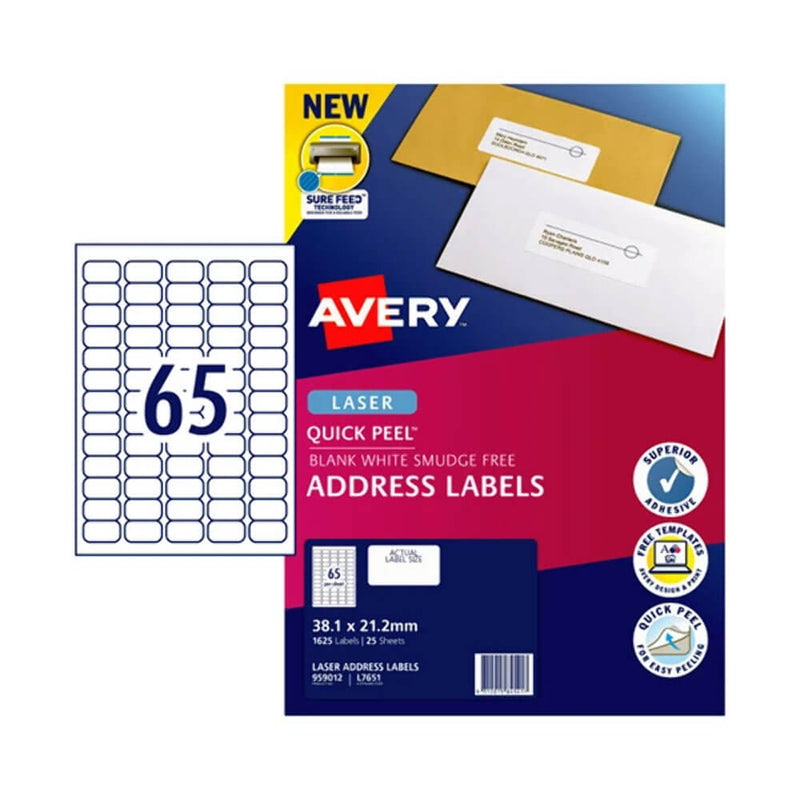 Avery Laser-Adressetikett 25er-Pckg. (65/Blatt)