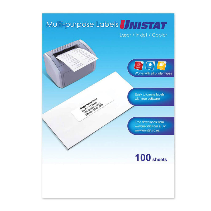 UNISTAT LASER/INKNET/Copier Label 100pk