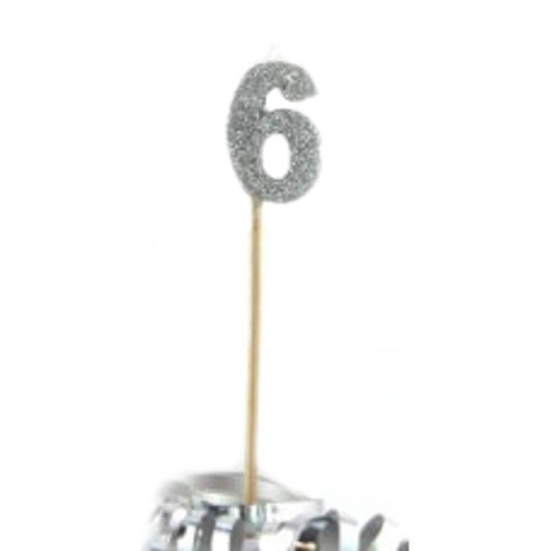 Alpen Glitter Long Stick svíčka (stříbro)