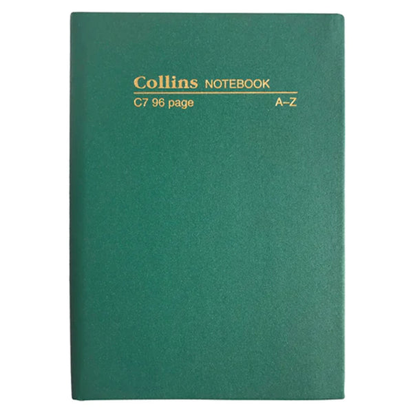 Collins Hard Cover Notebook 96 Pages A-Z C7 (Green)