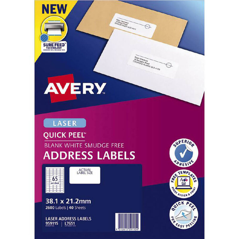Avery Laser Quick Peel Address Etitals