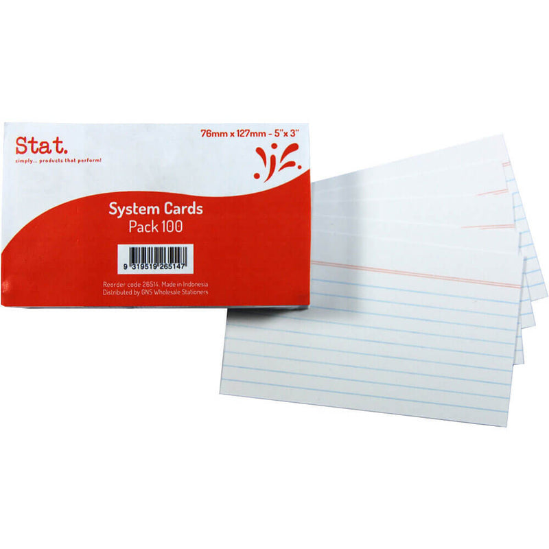 STAT LOUNLED SYSTEM CARDS 100PK (WHITE)