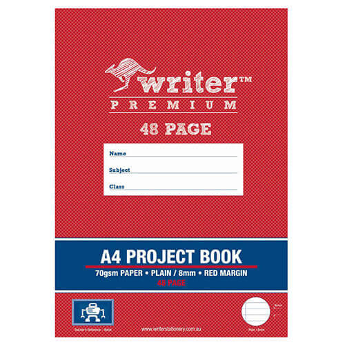 Writer Premium Plain & Ruled Project Book 8mm A4