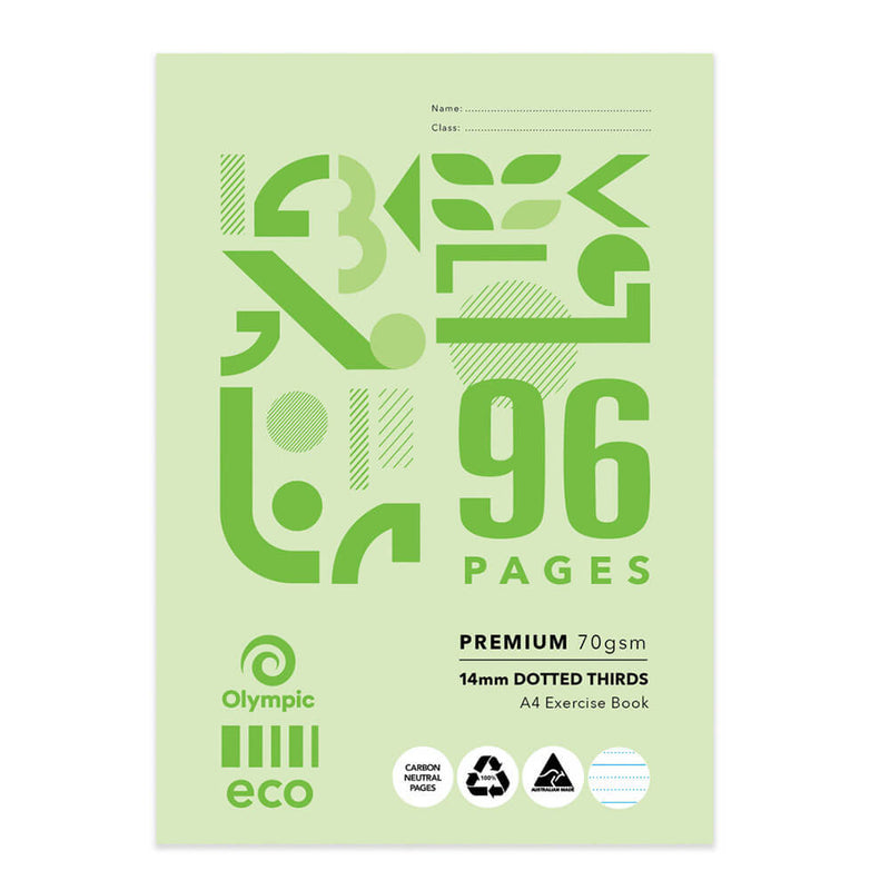 A4 Eco-Recycled tečkované třetiny cvičební kniha 10pk